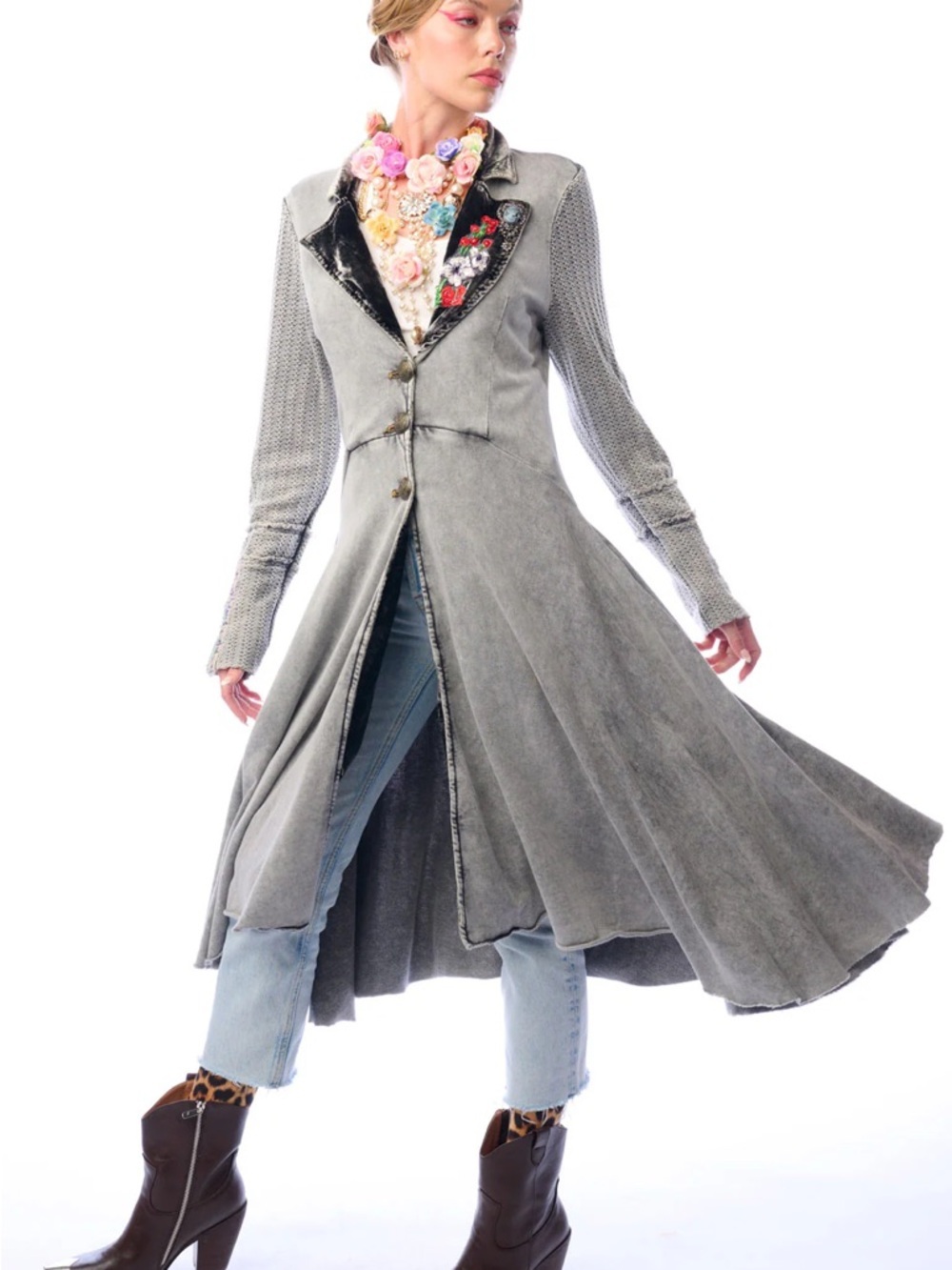 ❤️🔥 Aratta Captain General Charcoal Wash Midi Coat XS AR